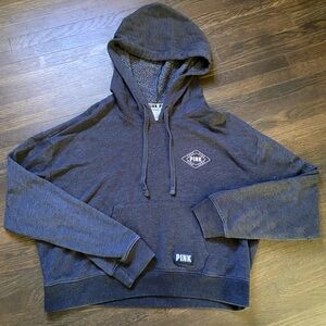 Victoria's Secret Pink Cropped Charcoal Hoodie